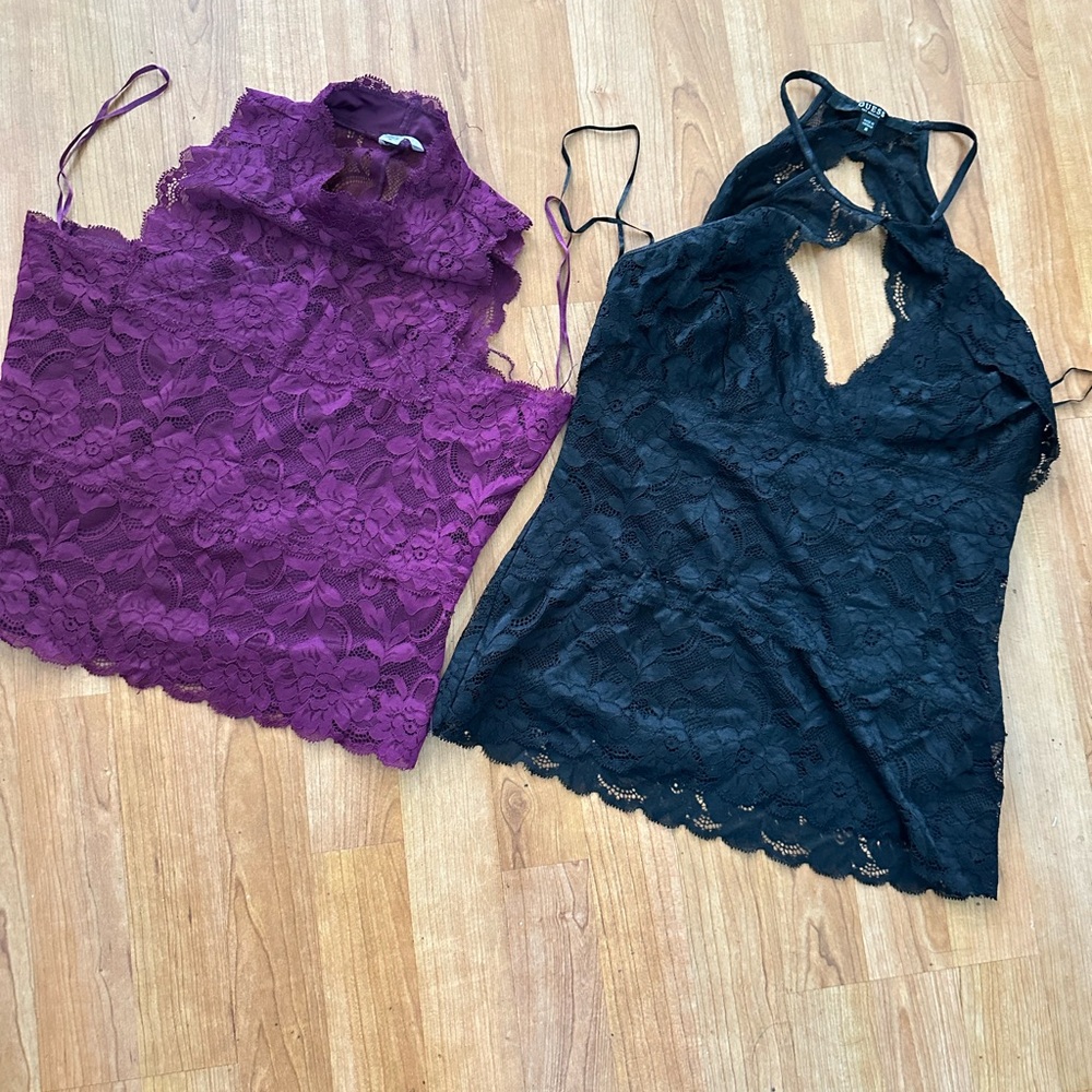 Guess Purple Lace Halter Top